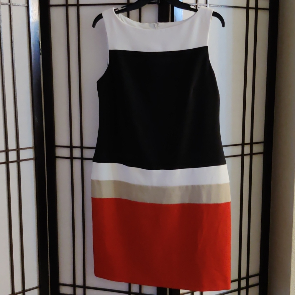 Color Block Sleeveless Sheath Dress